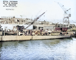 After plan view of the DMS-6 Hogan at Mare Island Naval Shipyard, California, United States, 11 Jan 1944, photo 1 of 2; note submarine Trepang in background