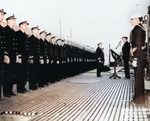 Commissioning ceremony of USS Tunny, Mare Island Naval Shipyard, Vallejo, California, United States, 1 Sep 1942, photo 2 of 2