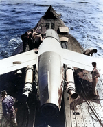 Regulus missile aboard USS Tunny, off Point Mugu, California, United States, 3 Sep 1953