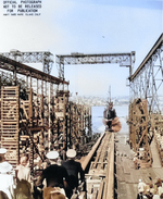 Launching of submarine Tunny, Mare Island Naval Shipyard, Vallejo, California, United States, 30 Jun 1942