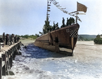 Submarine Wahoo shortly after launching, Mare Island Navy Yard, Vallejo, California, United States, 14 Feb 1942, photo 2 of 2