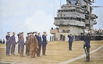 Chiang Kaishek aboard USS Wasp, off Taiwan, 10 Jan 1954