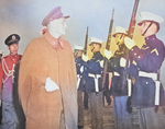 Chiang Kaishek aboard USS Wasp, off Taiwan, 10 Jan 1954