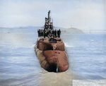 Stern view of USS Whale off Mare Island Navy Yard, Vallejo, California, United States, 21 Apr 1945