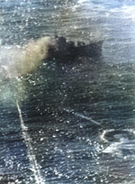 Yasoshima being attacked by US carrier aircraft west of Luzon, Philippine Islands, 25 Nov 1944, photo 1 of 3