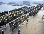 Commissioning ceremony of USS Yorktown, Naval Operating Base, Norfolk, Virginia, United States, 30 Sep 1937