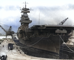 Yorktown in Dry Dock #1 of the Pearl Harbor Navy Yard, 29 May 1942