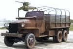 Studebaker US6 2 1/2-ton 6x6 transport truck, built to the same specifications as the GMC CCKW but in much fewer numbers, date unknown, photo 3 of 3; note open cab and optional gun ring mount