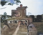 M3 light tank crew peering out from opened hatches, Fort Benning, Georgia, United States, 18 Dec 1941