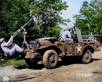 37 mm Gun M3 mounted aboard a M6 Gun Motor Carriage, with additional .50 cal machine gun attached, 3 miles west of Watertown, Tennessee, United States, 6 Jun 1943