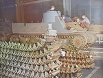 M7 self-propelled artillery vehicle being constructed by the American Locomotive Company in Schenectady, New York, United States, Jan 1943