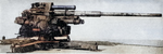 Profile view of German 10 cm Flak 38 anti-aircraft gun, circa 1940s; seen in US Army manual TM-E 30-451 