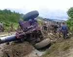 Flipped 155 mm Howitzer M1, Korea, 14 Jul 1953