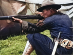 Japanese-American recruit learning how to use the Springfield M1903 rifle, US Territory of Hawaii, date unknown