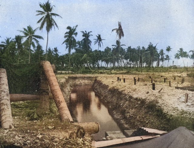 Japanese anti-tank ditch; seen in US Army publication TM E 30-480 'Handbook On Japanese Military Forces' dated 15 Sep 1944 [Colorized by WW2DB]