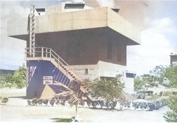 Bombproof power substation at Pearl Habor Naval Shipyard, Oahu, US Territory of Hawaii, date unknown [Colorized by WW2DB]