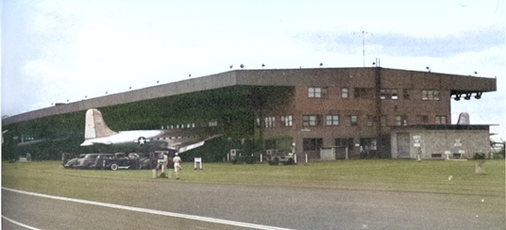 Nose hangar shop at Honolulu Naval Air Station, Oahu, US Territory of Hawaii, 1940s [Colorized by WW2DB]