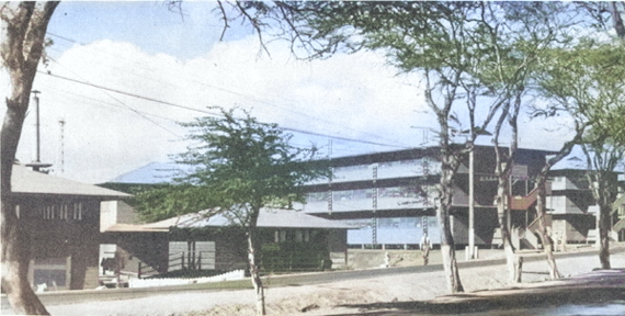 14th district quarters for permanent and transient US Navy officers, Moanalua, Oahu, US Territory of Hawaii, 1940s [Colorized by WW2DB]