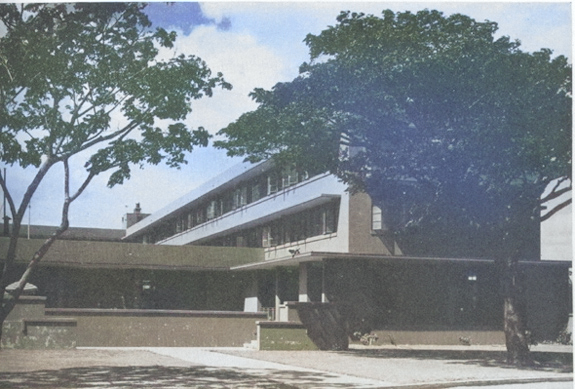 Bachelor officers quarters at Naval Air Station Ford Island, Oahu, US Territory of Hawaii, date unknown [Colorized by WW2DB]