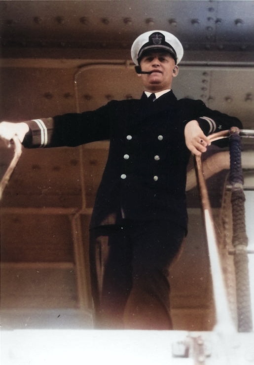 Lieutenant Burke aboard USS Argonne while serving as Assistant Officer in Charge of the US Navy Battle Force Camera Party, mid-1930s [Colorized by WW2DB]