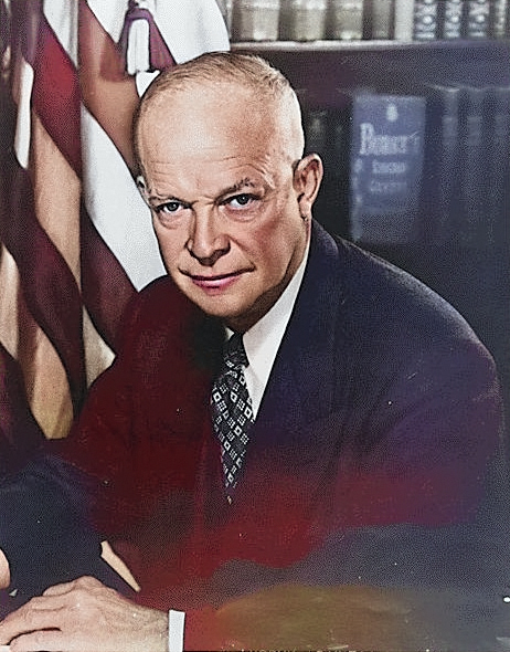 Portrait of US President Dwight Eisenhower, date unknown [Colorized by WW2DB]