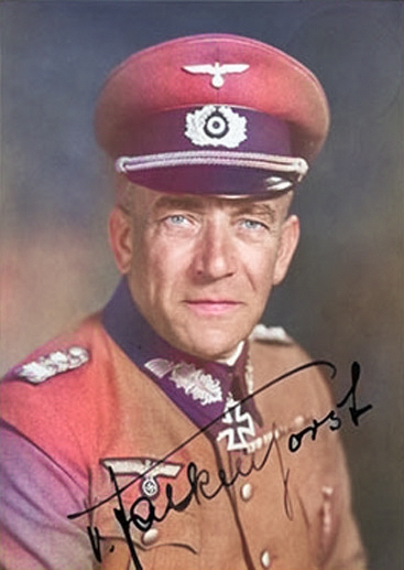 Portrait of Nikolaus von Falkenhorst, 1940; note signature [Colorized by WW2DB]