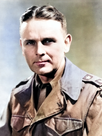 Portrait of US Army Major General Maxwell Taylor, circa 1945-1949 [Colorized by WW2DB]