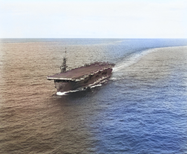 USS Coral Sea underway, 8 May 1944, photo 1 of 3 [Colorized by WW2DB]