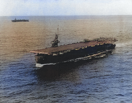 USS Coral Sea underway, 8 May 1944, photo 3 of 3 [Colorized by WW2DB]