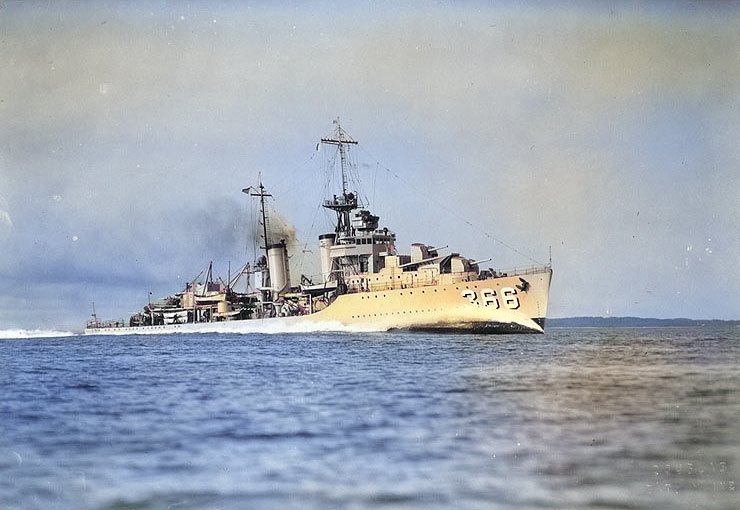 Drayton running trials off Maine, United States, Jul 1936, photo 1 of 10 [Colorized by WW2DB]