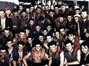 Survivors of USS Helena, circa 7 Jul 1943 [Colorized by WW2DB]