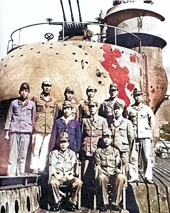 Officers of submarine I-400, circa late Aug 1945 [Colorized by WW2DB]