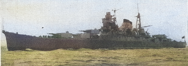 Cruiser Kumano, circa Oct 1938, as seen in US Navy Division of Naval Inteligence's A503 FM30-50 booklet for identification of ships [Colorized by WW2DB]