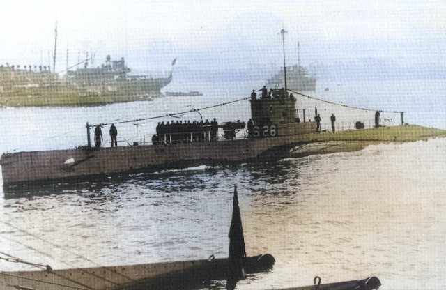 USS S-28 probably at San Diego, California, United States, late 1920s [Colorized by WW2DB]