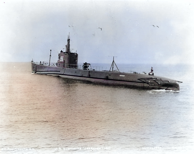 Searaven during trials, off Portsmouth, New Hampshire, United States, 13 May 1940, photo 1 of 3 [Colorized by WW2DB]