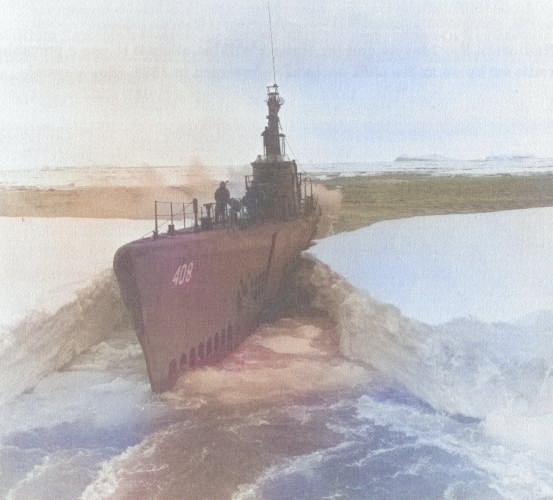 USS Sennet in Antarctica during Operation Highjump, Dec 1946-Mar 1947 [Colorized by WW2DB]