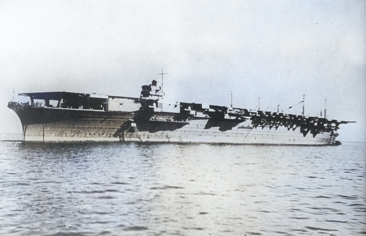 Zuikaku on her first day of service, 25 Sep 1941, photo 1 of 2 [Colorized by WW2DB]