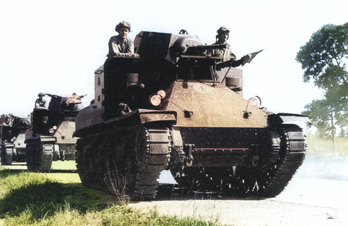 M2 Medium Tank during a training mission in the United States, date unknown [Colorized by WW2DB]