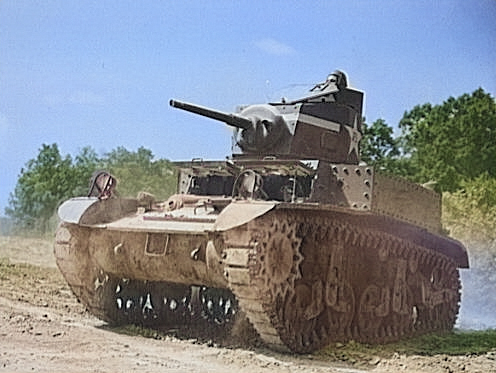 M3 light tank in training at Fort Knox, Kentucky, United States, Jun 1942, photo 4 of 4 [Colorized by WW2DB]