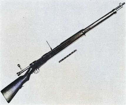 Arisaka Type 38 rifle as seen in figure 3 of US Army Medical Department publication 'Wound Ballistics', 1962 [Colorized by WW2DB]