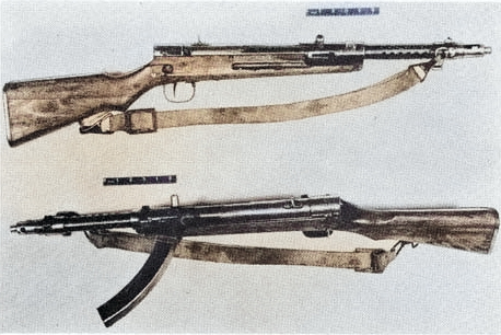 Type 100 submachine gun as seen in figure 2 of US Army Medical Department publication 'Wound Ballistics', 1962 [Colorized by WW2DB]