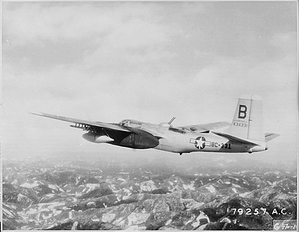 B-26 Invader bomber over Korea, Feb 1951