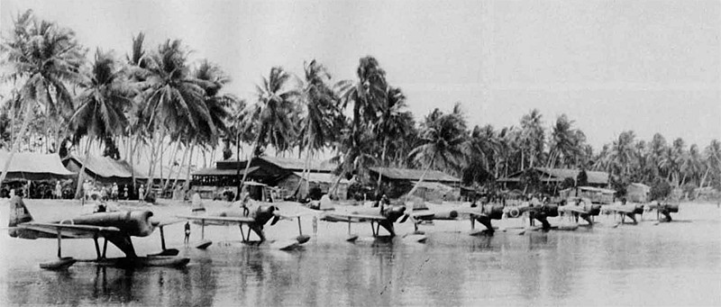 A6M2-N Type 2 Model 11 floatplanes at anchorage, date unknown