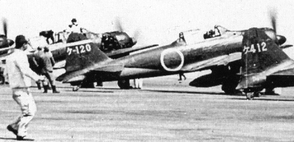 A6M Zero fighters of Japanese Navy Genzan Air Group at Genzan (now Wonsan), Korea, 1940-1941
