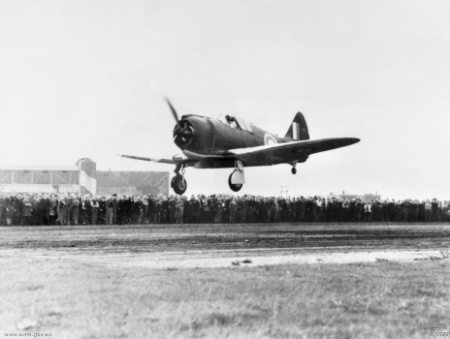 Boomerang aircraft landing, date unknown