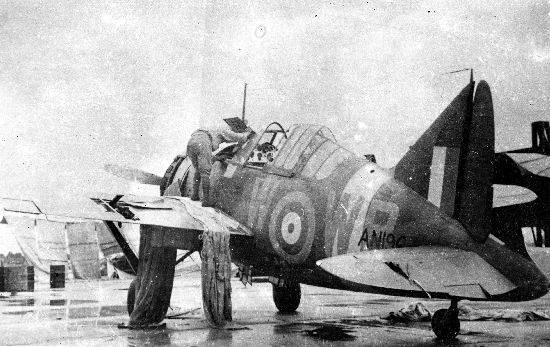 F2A Buffalo fighter being serviced, date unknown