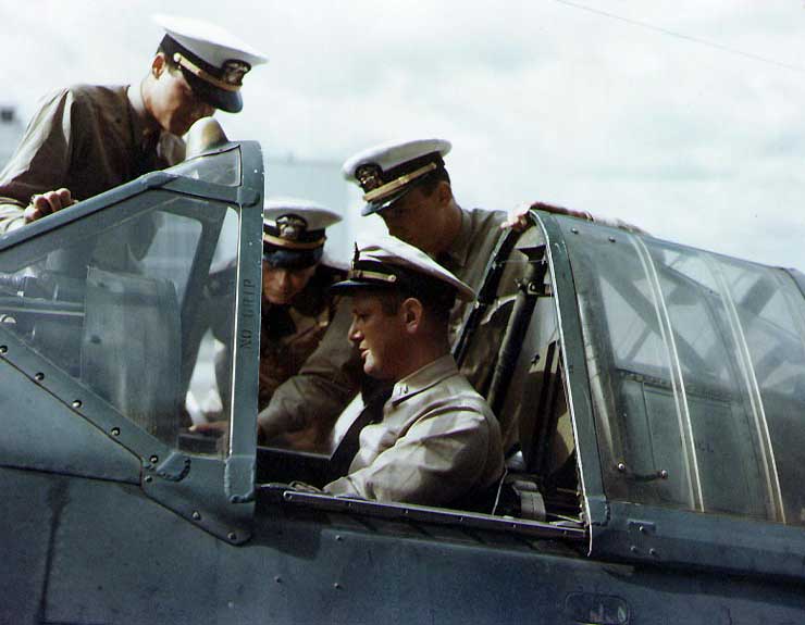 Lieutenant Walter A. Haas in the cockpit of a F2A Buffalo aircraft, Miami, Florida, United States, 9 Apr 1943
