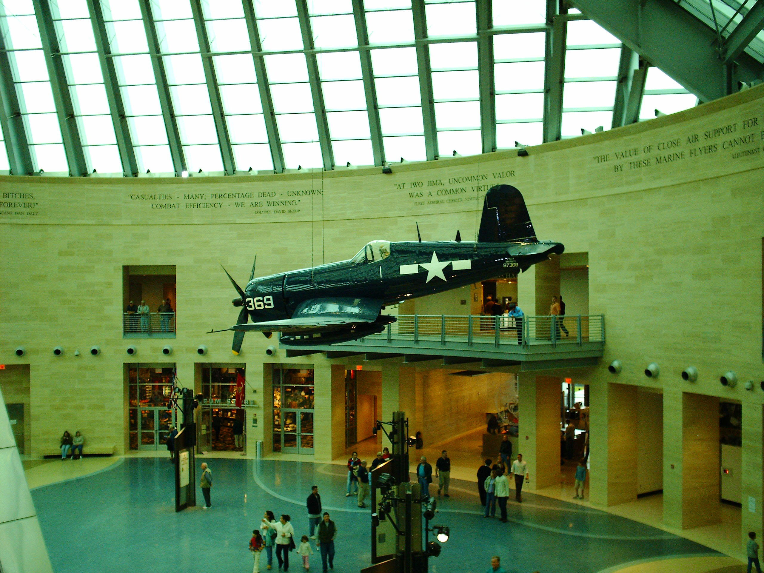 Suspended Corsair in the Leatherneck Gallery at the National Museum of the Marine Corps, Quantico, Virginia, United States, 15 Jan 2007, photo 2 of 3