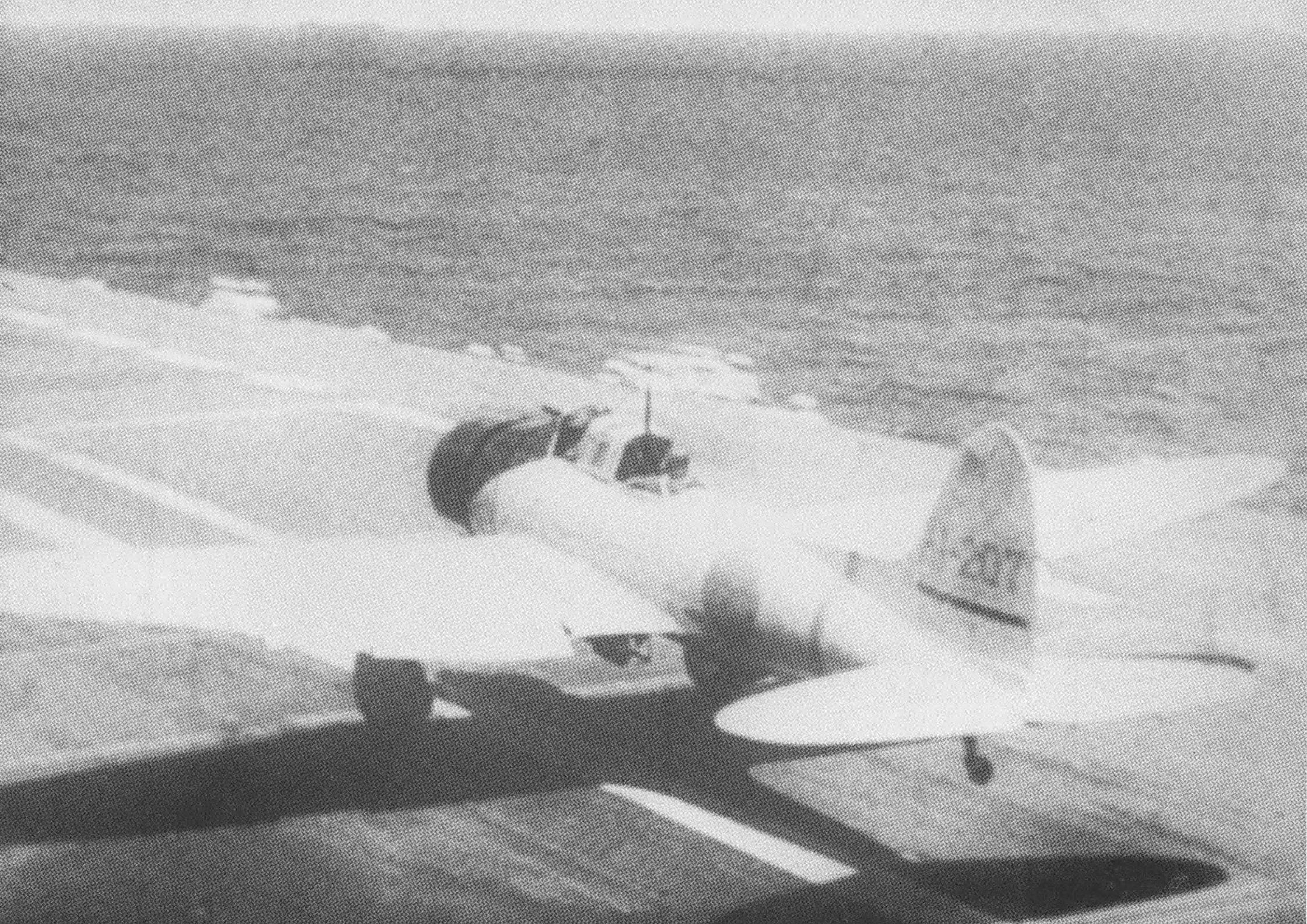 D3A dive bomber taking off from carrier Akagi, Indian Ocean, 5 Apr 1942; the single vertical red stripe toward the rear end of fuselage identified this aircraft as from Akagi