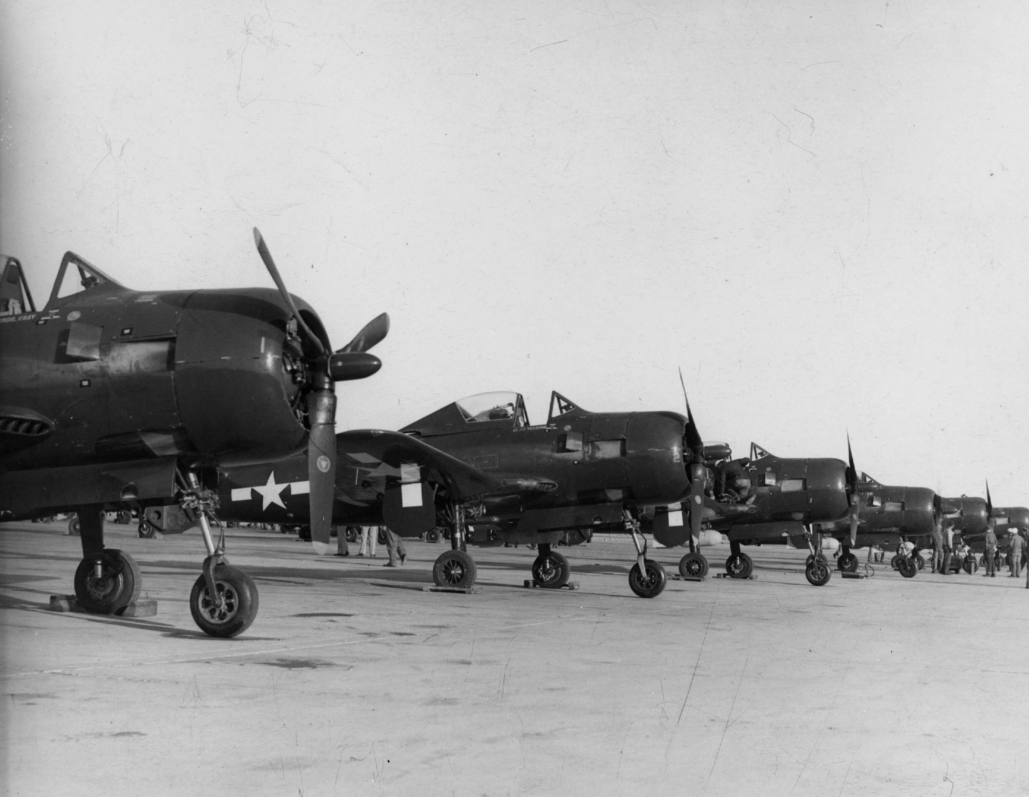 FR-1 Fireball fighters of US Navy squadron VF-66 at rest, Naval Air Station North Island, California, United States, 1945